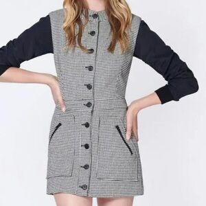 Veronica Beard Leigh Houndstooth Mini Dress Size 0 Preppy Academia Zip Pocket